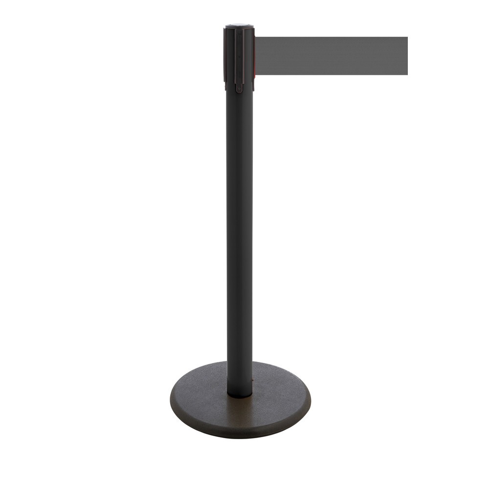 Productafbeelding nr. 1: Afzetpaal met lint RS-GUIDESYSTEMS®, gietijzeren bodemplaat, lintbreedte 100 mm, zwart, grijs, 2,3 m