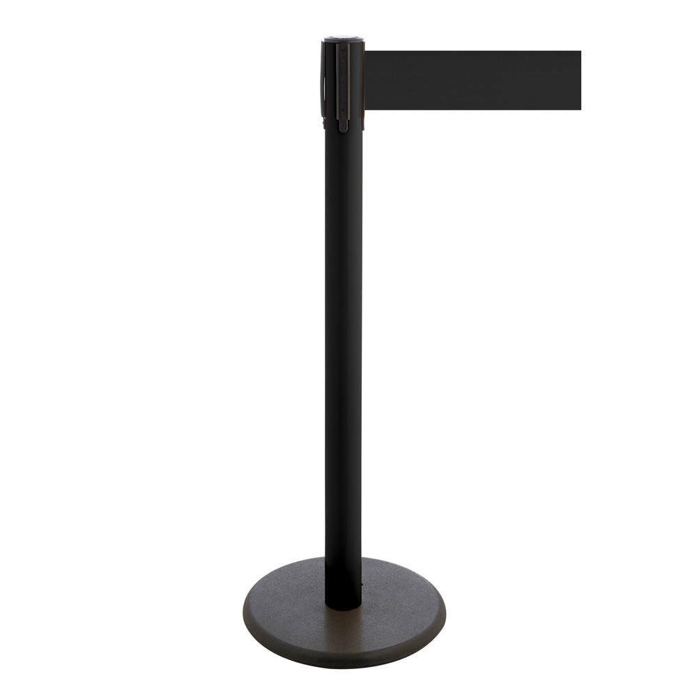 Productafbeelding nr. 1: Afzetpaal met lint RS-GUIDESYSTEMS®, gietijzeren bodemplaat, lintbreedte 100 mm, zwart, zwart, 2,3 m