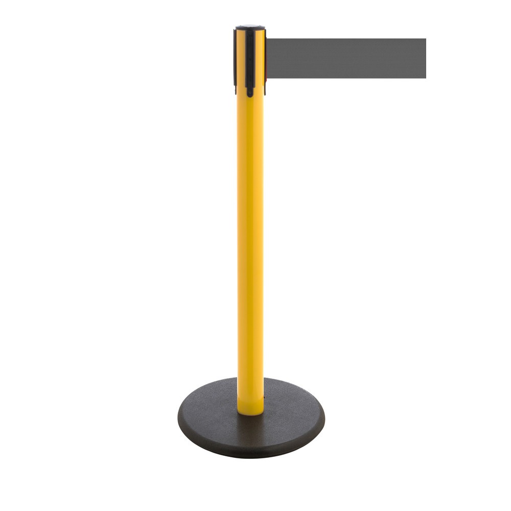 Productafbeelding nr. 1: Afzetpaal met lint RS-GUIDESYSTEMS®, gietijzeren bodemplaat, lintbreedte 100 mm, geel, grijs, 2,3 m
