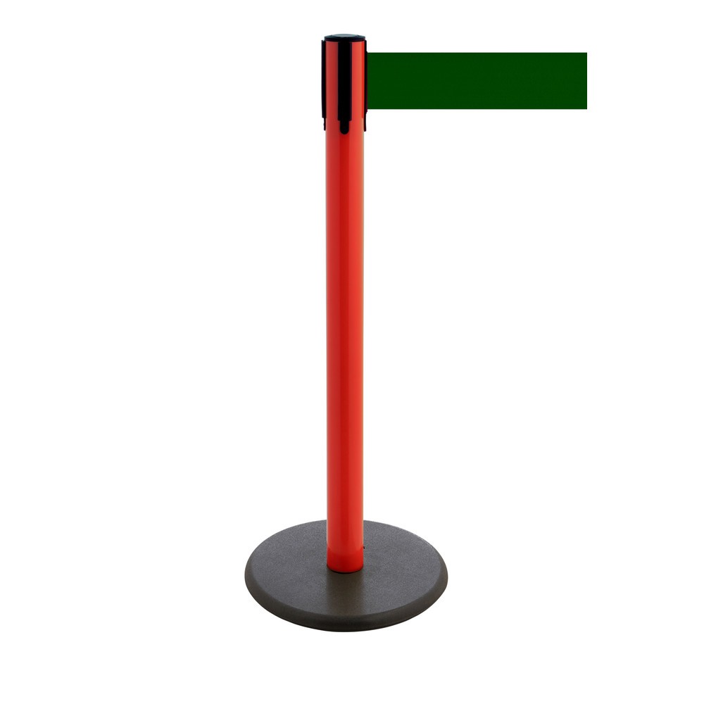 Productafbeelding nr. 1: Afzetpaal met lint RS-GUIDESYSTEMS®, gietijzeren bodemplaat, lintbreedte 100 mm, rood, donkergroen, 2,3 m