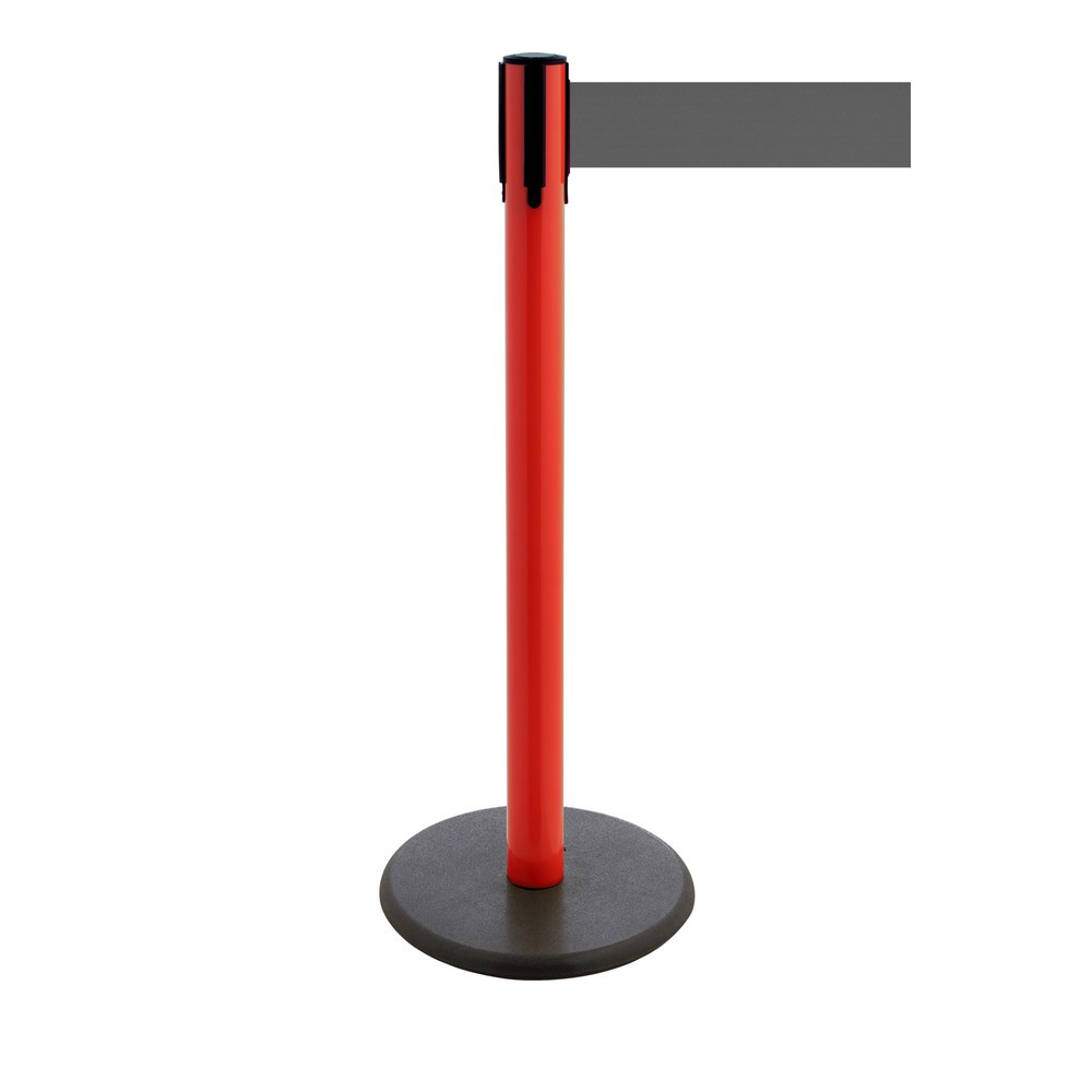 Productafbeelding nr. 1: Afzetpaal met lint RS-GUIDESYSTEMS®, gietijzeren bodemplaat, lintbreedte 100 mm, rood, grijs, 2,3 m
