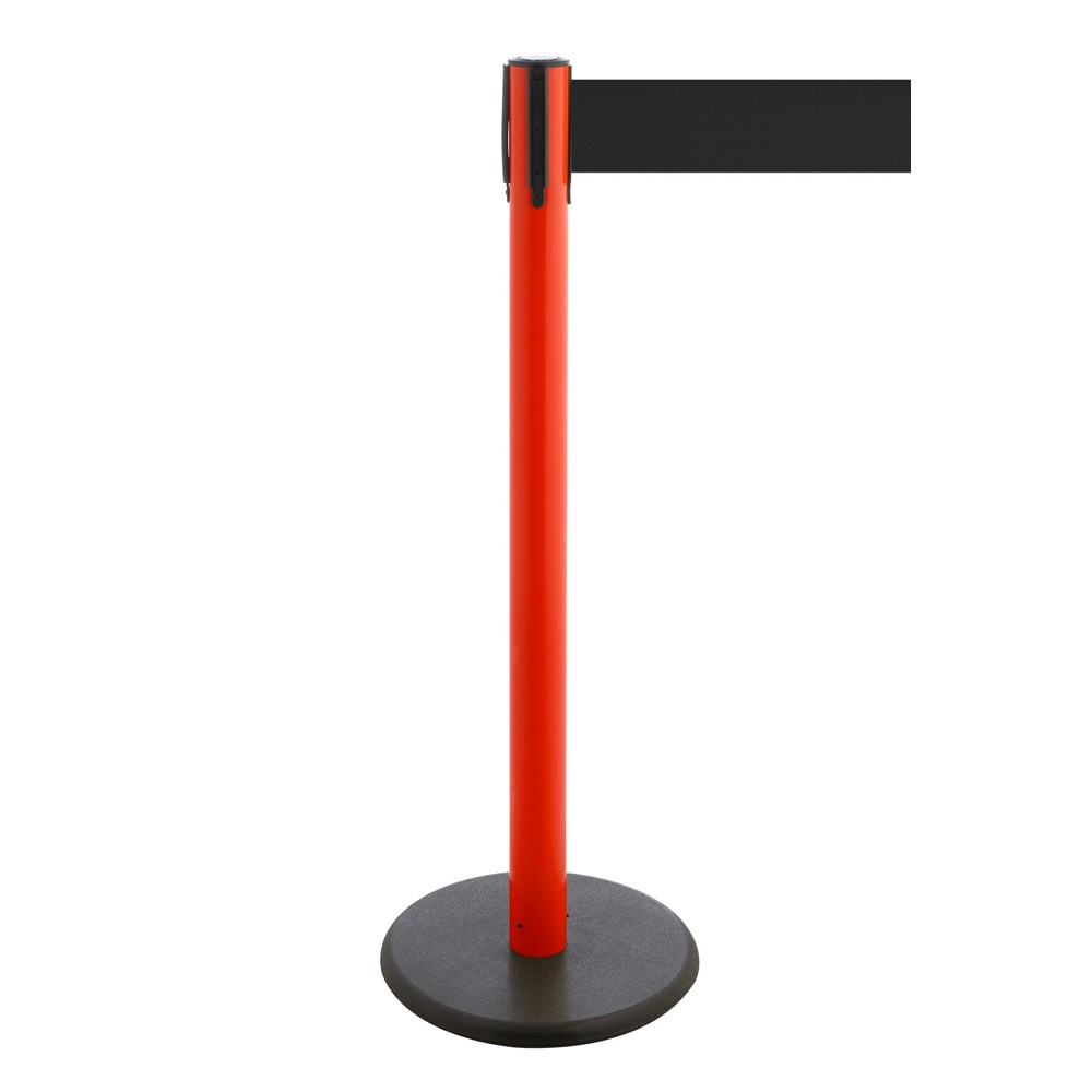Productafbeelding nr. 1: Afzetpaal met lint RS-GUIDESYSTEMS®, gietijzeren bodemplaat, lintbreedte 100 mm, rood, zwart, 2,3 m