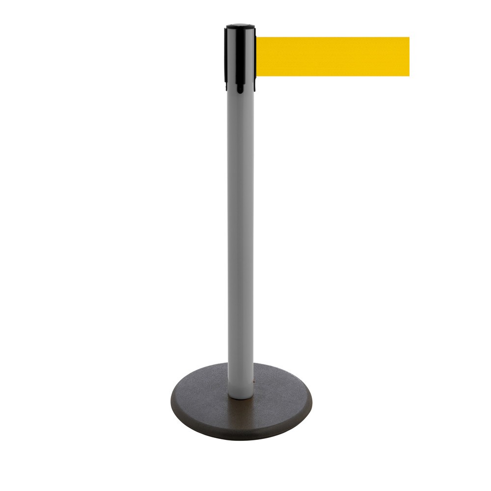 Productafbeelding nr. 1: Afzetpaal met lint RS-GUIDESYSTEMS®, gietijzeren bodemplaat, lintbreedte 100 mm, antraciet, geel, 3,8 m