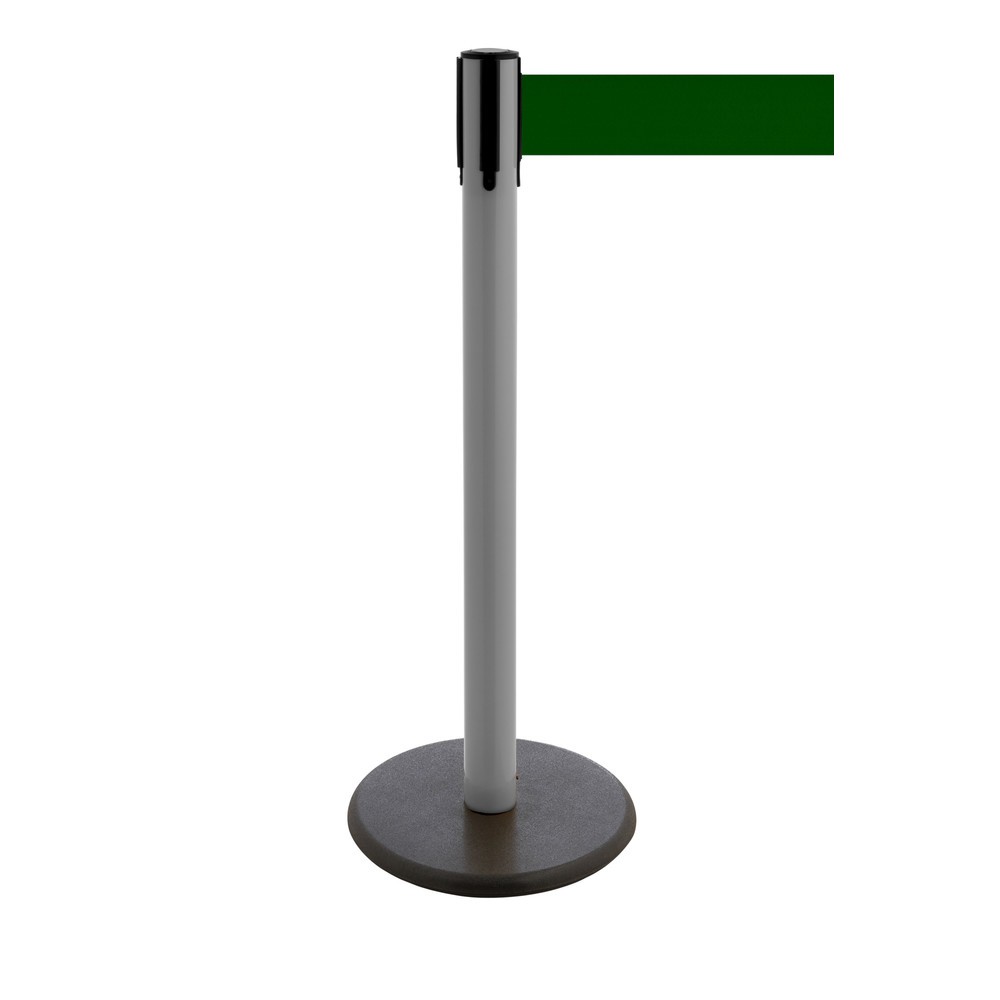 Product afbeelding: Afzetpaal met lint RS-GUIDESYSTEMS®, gietijzeren bodemplaat, lintbreedte 100 mm, antraciet, donkergroen, 3,8 m
