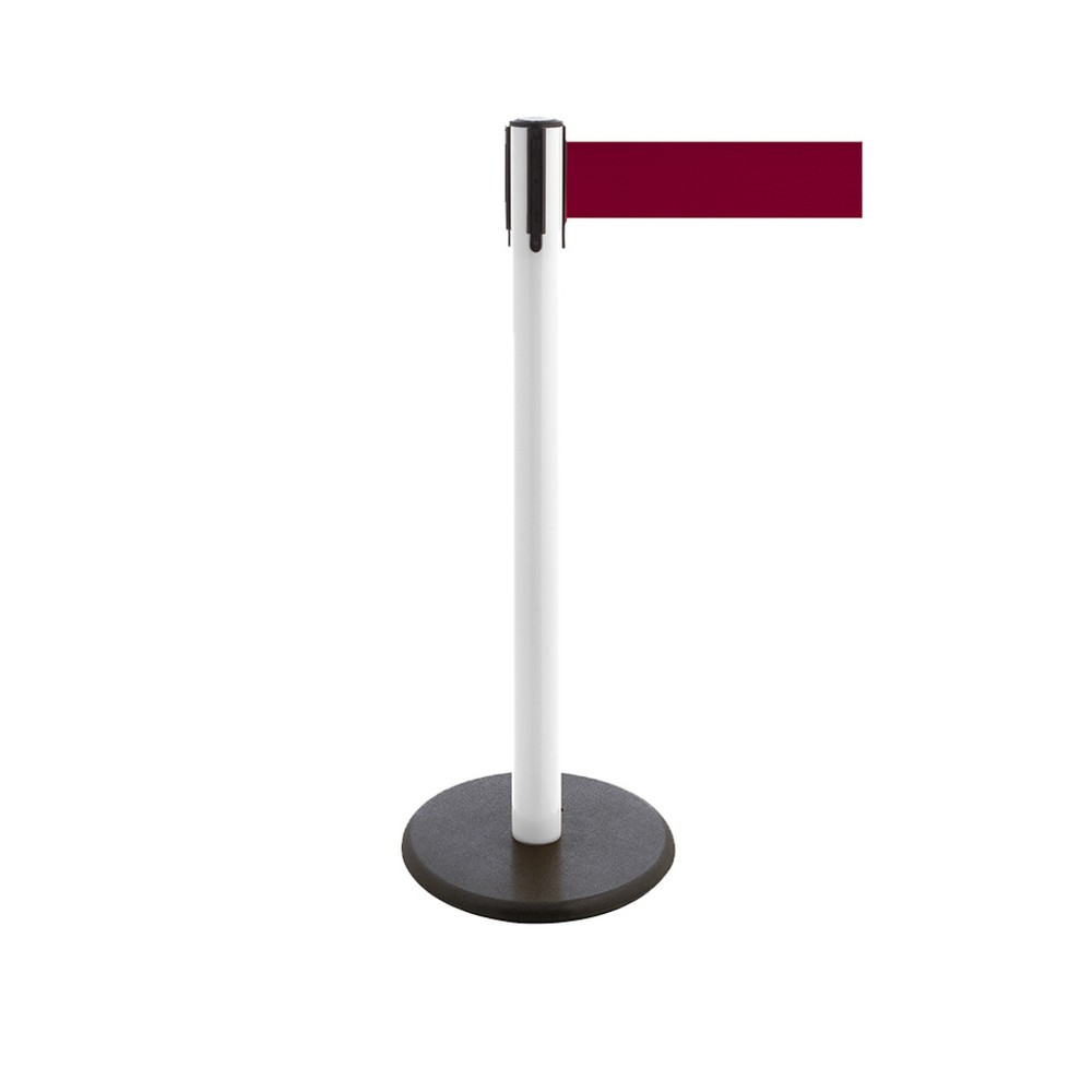 Productafbeelding nr. 1: Afzetpaal met lint RS-GUIDESYSTEMS®, gietijzeren bodemplaat, lintbreedte 100 mm, wit, bourgogne, 2,3 m