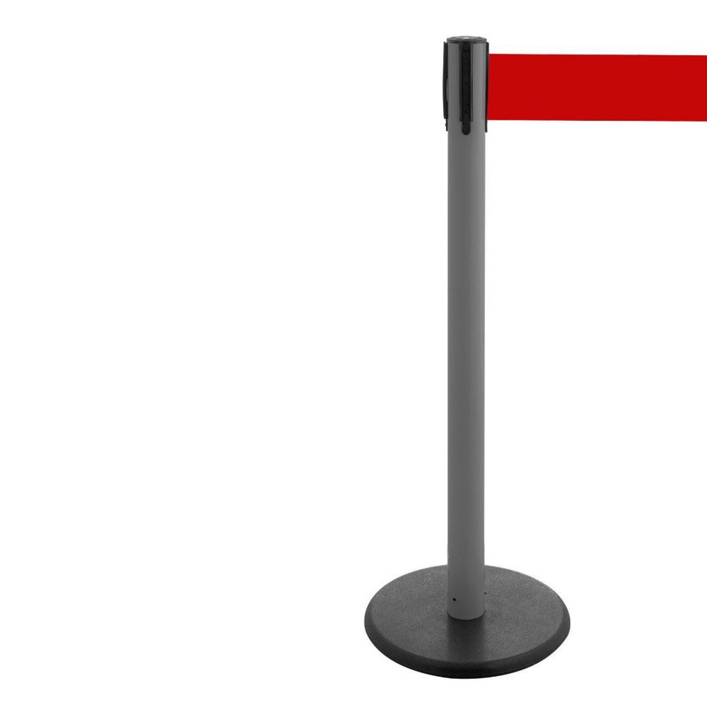 Productafbeelding nr. 1: Afzetpaal met lint RS-GUIDESYSTEMS®, gietijzeren bodemplaat, lintbreedte 100 mm, antraciet, rood, 3,8 m