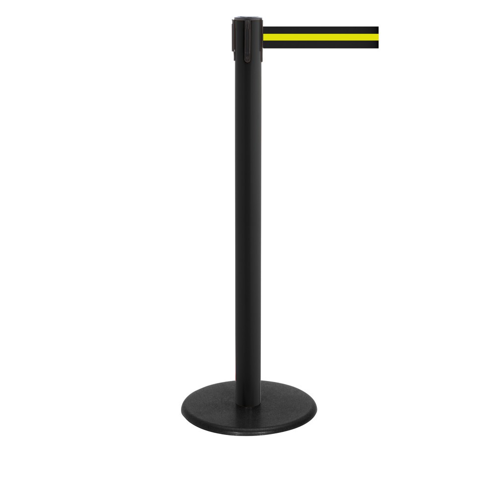 Productafbeelding nr. 1: Afzetpaal met lint RS-GUIDESYSTEMS®, gietijzeren bodemplaat, lintbreedte 50 mm, zwart, zwart/geel horizontaal gestreept, 2,3 m