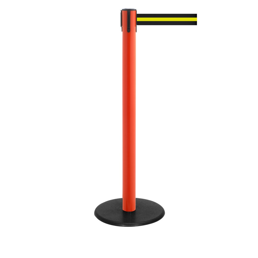 Productafbeelding nr. 1: Afzetpaal met lint RS-GUIDESYSTEMS®, gietijzeren bodemplaat, lintbreedte 50 mm, rood, zwart/geel horizontaal gestreept, 4,0 m