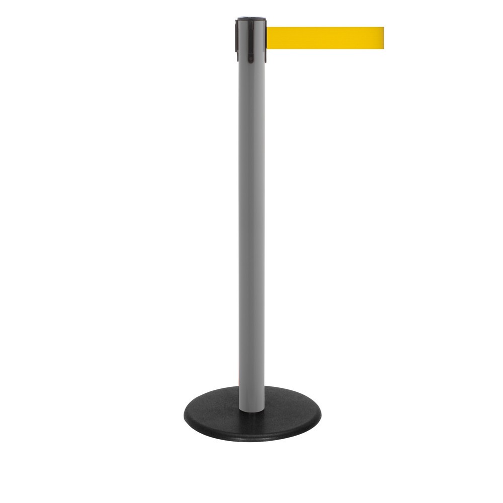 Product afbeelding: Afzetpaal met lint RS-GUIDESYSTEMS®, gietijzeren bodemplaat, lintbreedte 50 mm, antraciet, geel, 4,0 m