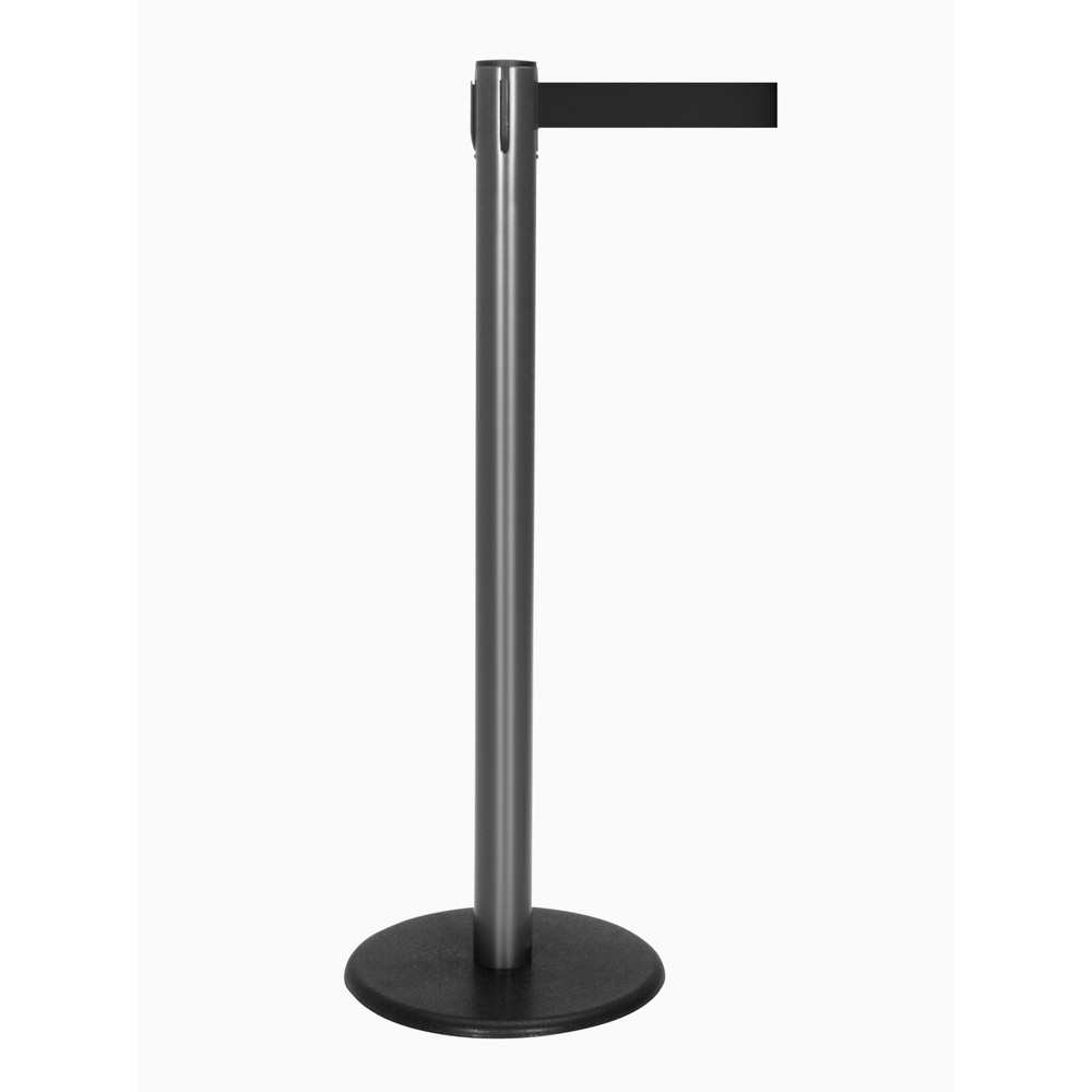 Productafbeelding nr. 1: Afzetpaal met lint RS-GUIDESYSTEMS®, gietijzeren bodemplaat, lintbreedte 50 mm, antraciet, zwart, 4,0 m