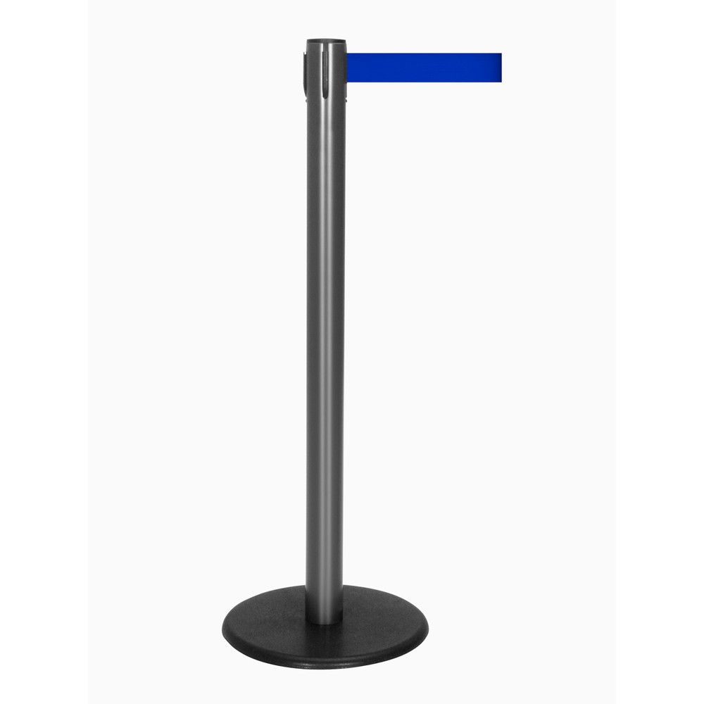 Productafbeelding nr. 1: Afzetpaal met lint RS-GUIDESYSTEMS®, gietijzeren bodemplaat, lintbreedte 50 mm, antraciet, blauw, 2,3 m