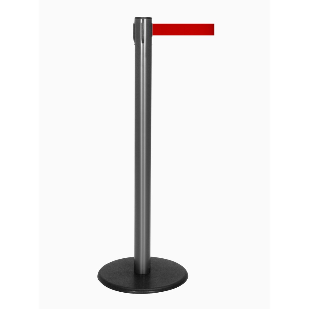 Productafbeelding nr. 1: Afzetpaal met lint RS-GUIDESYSTEMS®, gietijzeren bodemplaat, lintbreedte 50 mm, antraciet, rood, 4,0 m
