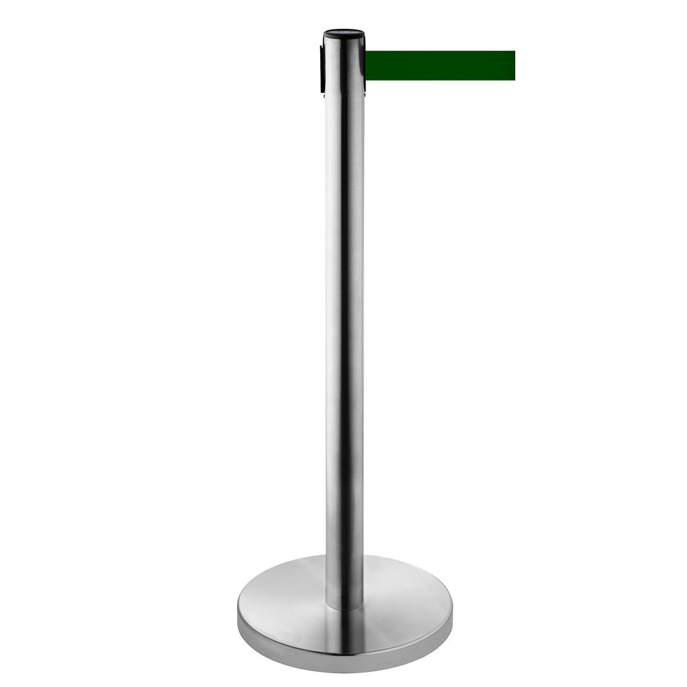 Productafbeelding nr. 1: Afzetpaal met lint RS-GUIDESYSTEMS®, roestvrij staal, lintbreedte 50 mm, donkergroen, 2,3 m