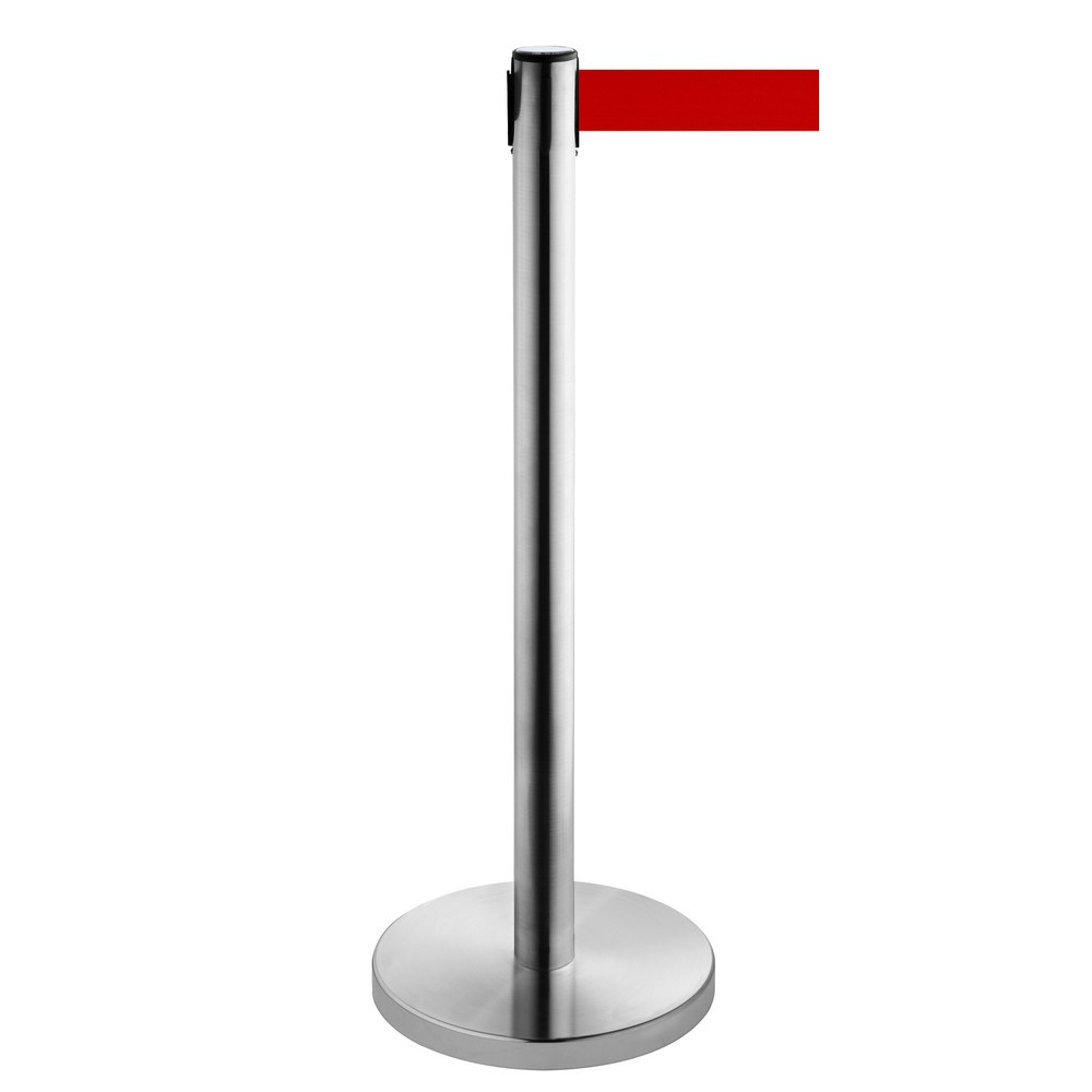 Productafbeelding nr. 1: Afzetpaal met lint RS-GUIDESYSTEMS®, roestvrij staal, lintbreedte 50 mm, rood, 4,0 m