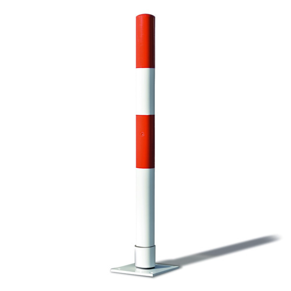 Product afbeelding: Afzetpaal MORION-SWING, zelfoprichtend, ronde buis, Ø 76 mm, voor keilboutbevestiging, rood/wit