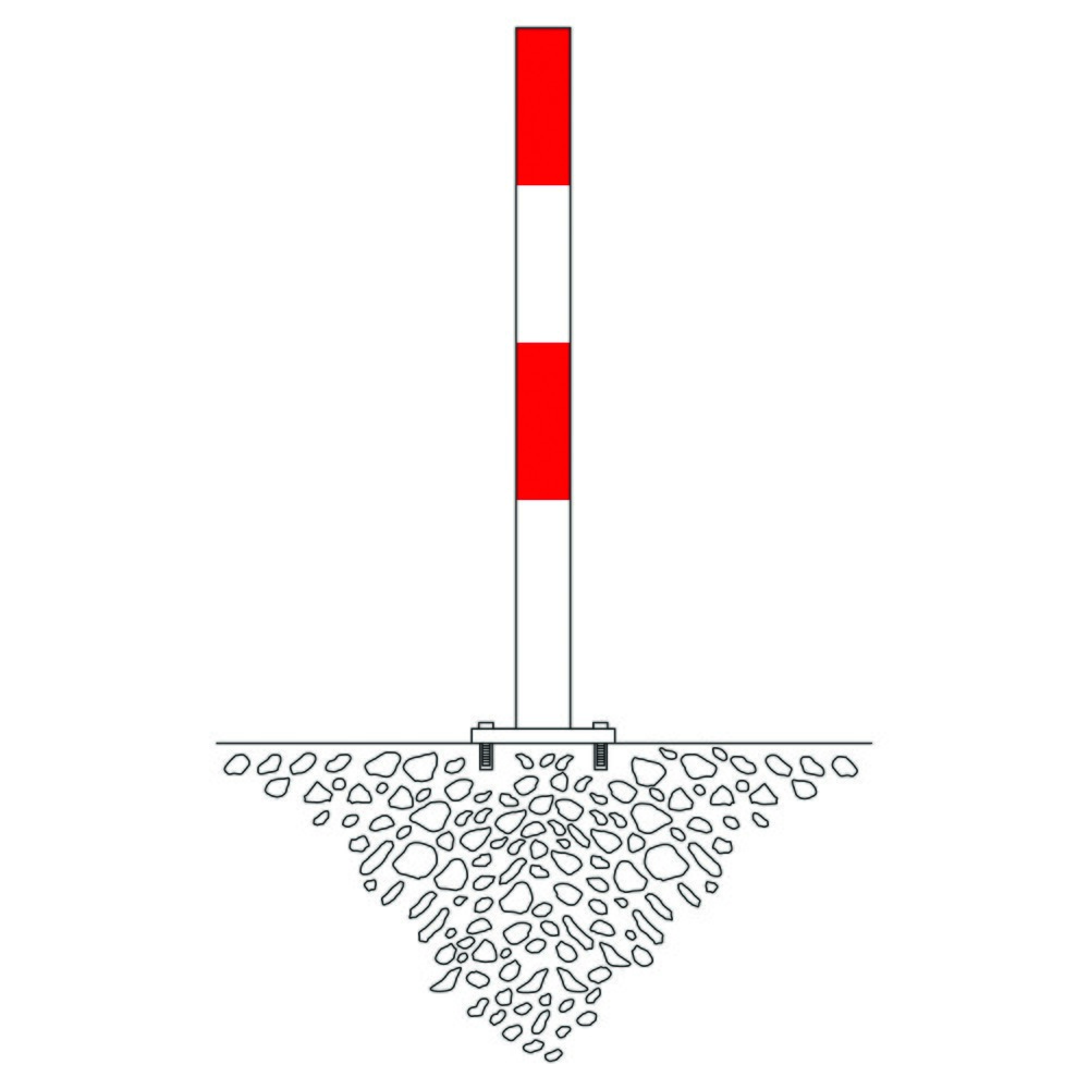 Productafbeelding nr. 2: Afzetpaal MORION, vast, ronde buis Ø 60 mm, thermisch verzinkt & gelakt, voor keilboutbevestiging, 2 kettingogen