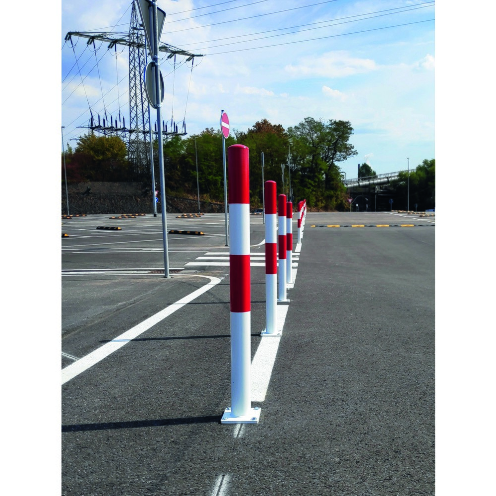 Productafbeelding nr. 4: Afzetpaal MORION, vast, ronde buis Ø 60 mm, thermisch verzinkt & gelakt, voor keilboutbevestiging, 2 kettingogen