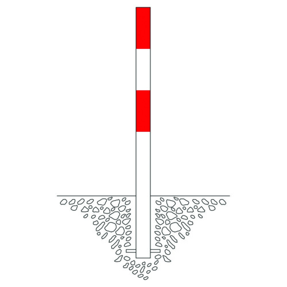 Productafbeelding nr. 2: Afzetpaal MORION, vast, ronde buis Ø 76 mm, thermisch verzinkt & gelakt, voor verankeren in beton, 1 kettingoog