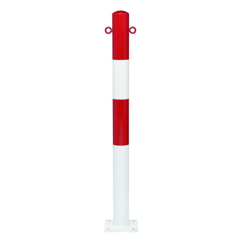 Product afbeelding: Afzetpaal MORION, vast, ronde buis Ø 76 mm, thermisch verzinkt & gelakt, voor keilboutbevestiging, 2 kettingogen