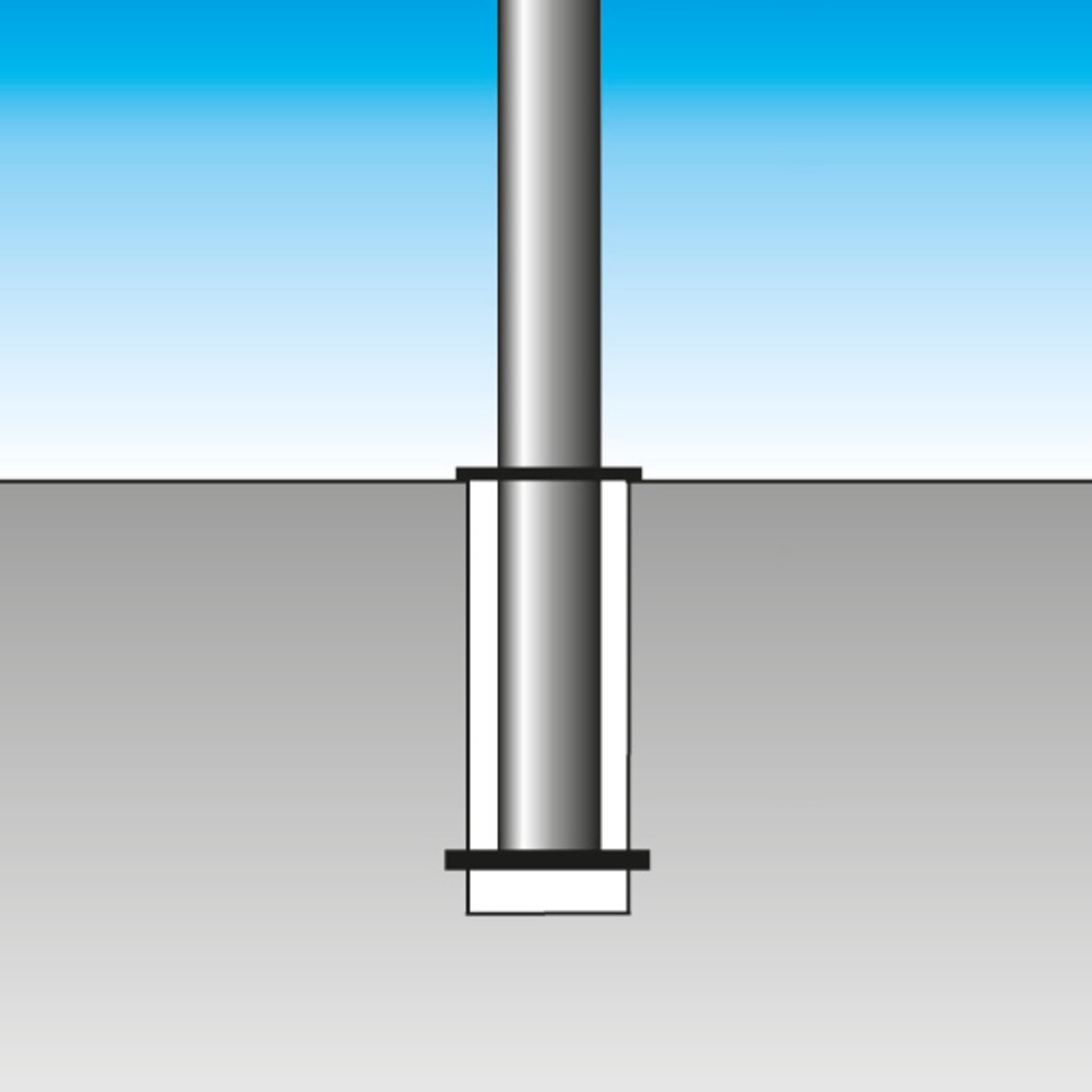 Productafbeelding nr. 2: Afzetpaal van aluminium, uitneembaar, ronde buis, Ø 60 mm met grondbuis, rood