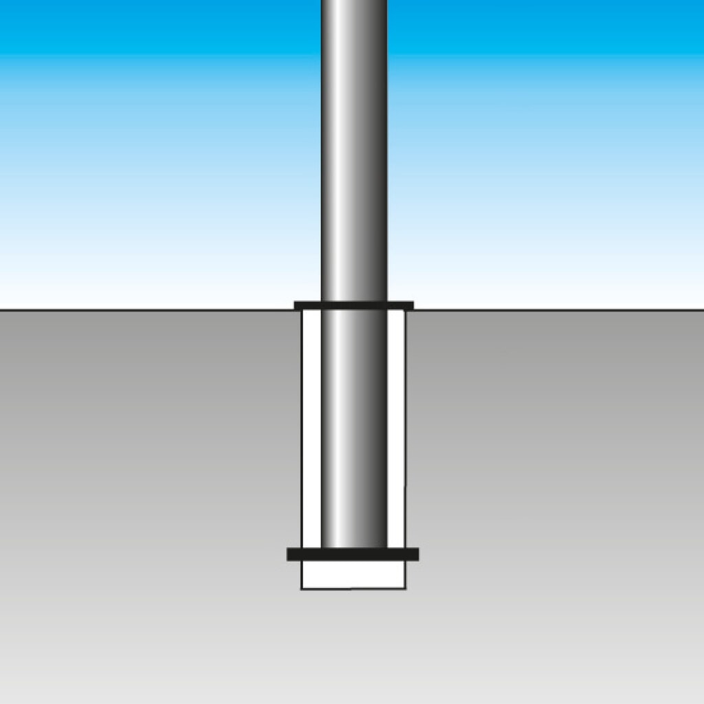 Productafbeelding nr. 2: Afzetpaal van aluminium, uitneembaar, ronde buis, Ø 60 mm met grondbuis, rood