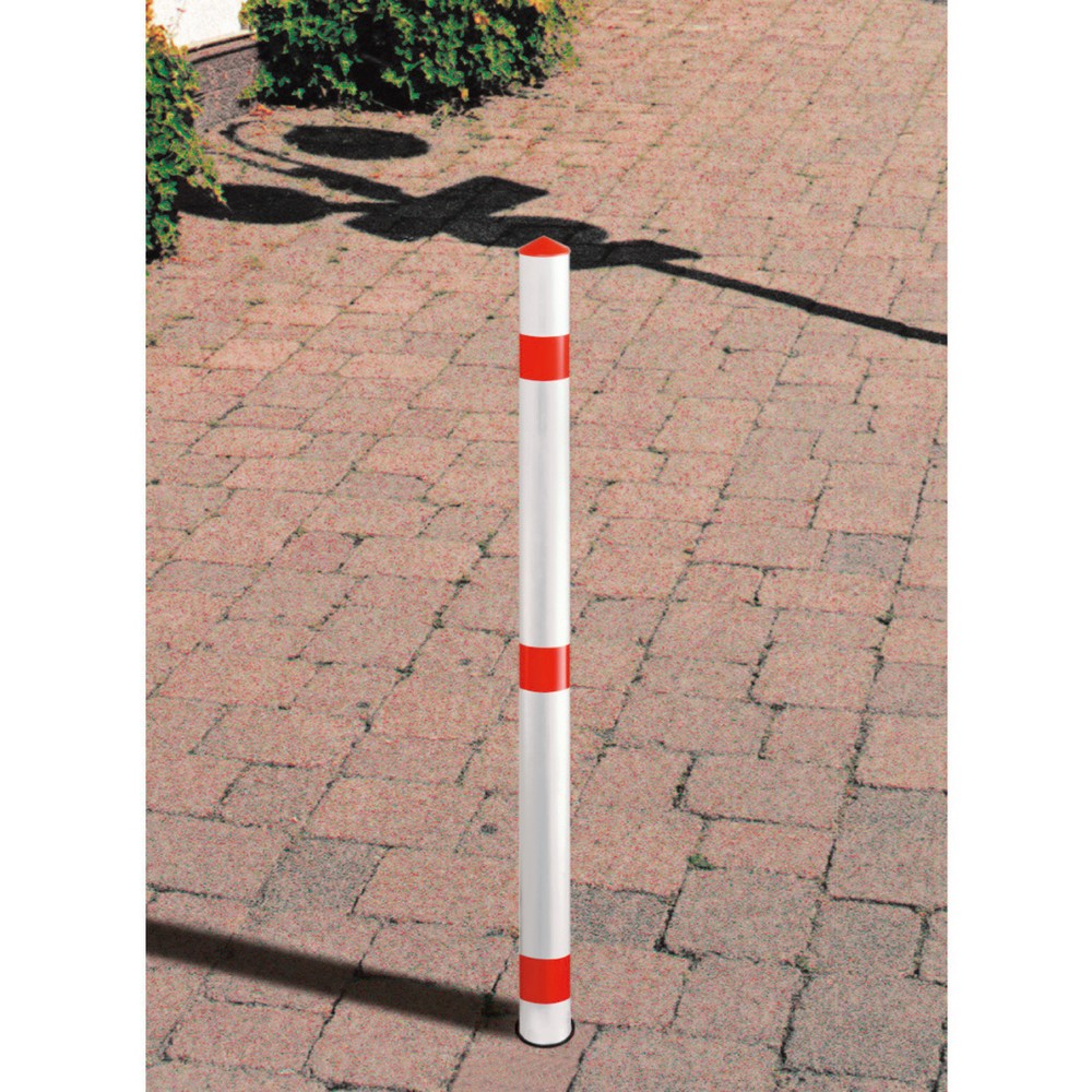 Product afbeelding: Afzetpaal van aluminium, uitneembaar, ronde buis, Ø 60 mm met grondbuis, rood/wit