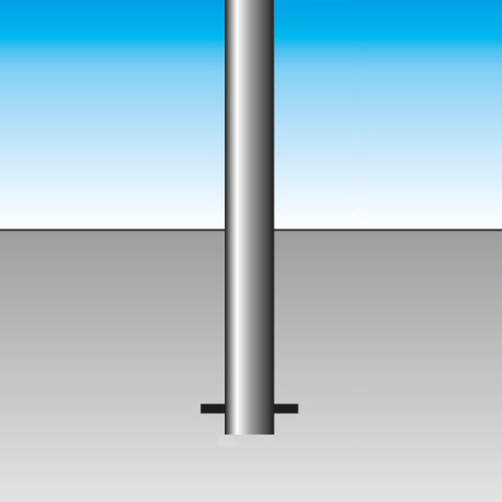 Productafbeelding nr. 2: Roestvrijstalen afzetpaal, ronde buis Ø 102 mm met ronde kop, grondanker