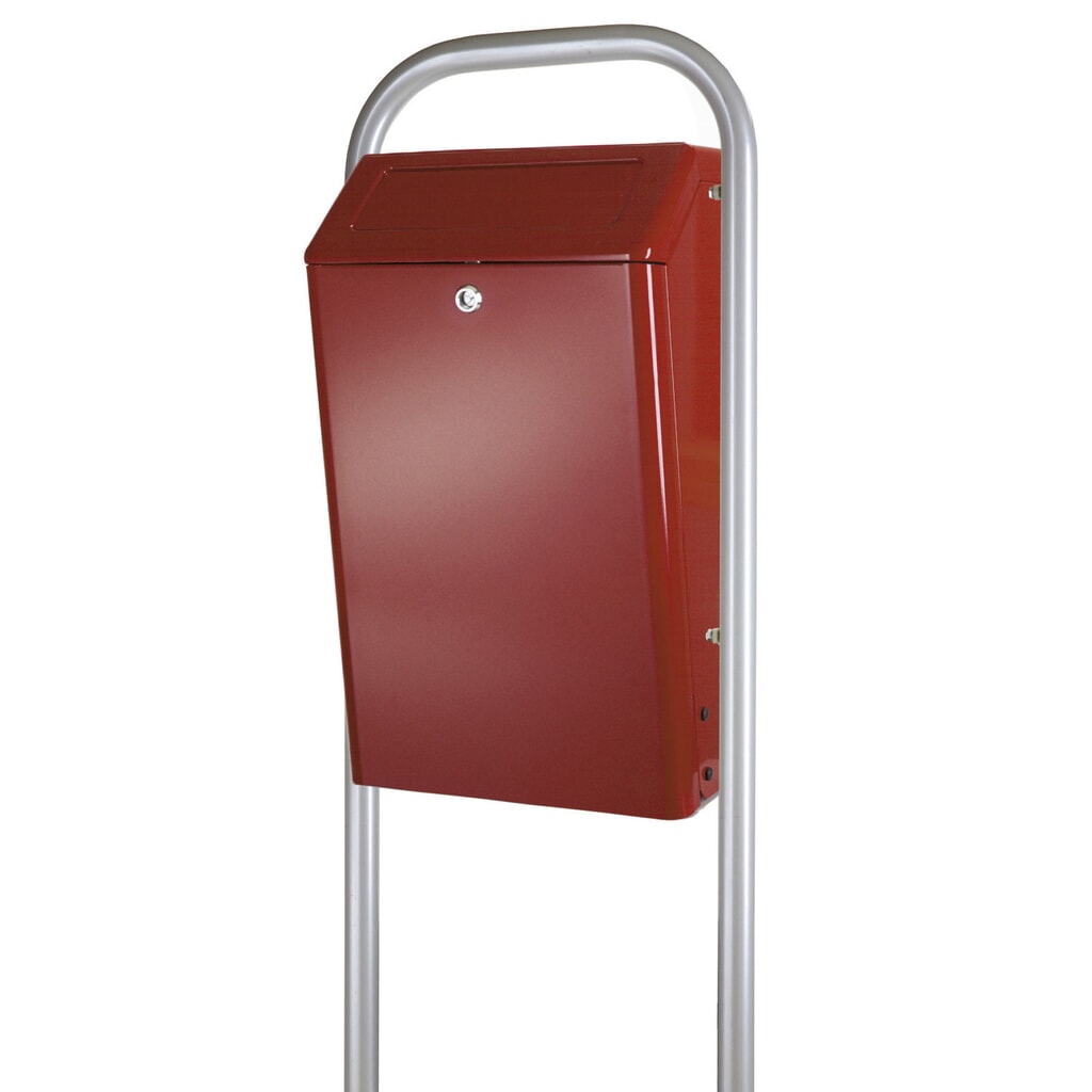 Aluminium afvalbak, met push deksel, 50 liter, bordeaux Product afbeelding: Aluminium afvalbak, met push deksel, 50 liter, bordeaux