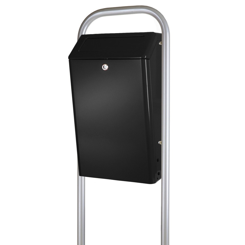 Product afbeelding: Aluminium afvalbak, met push deksel, 50 liter, zwart / grijs