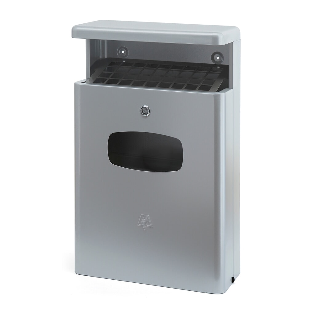 Aluminium as-/afvalbakcombinatie, 16 liter, grijs Product afbeelding: Aluminium as-/afvalbakcombinatie, 16 liter, grijs