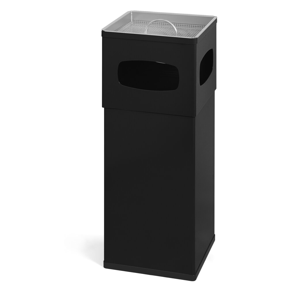 Product afbeelding: Aluminium as-/afvalbakcombinatie, vierkant, 50 liter, zwart