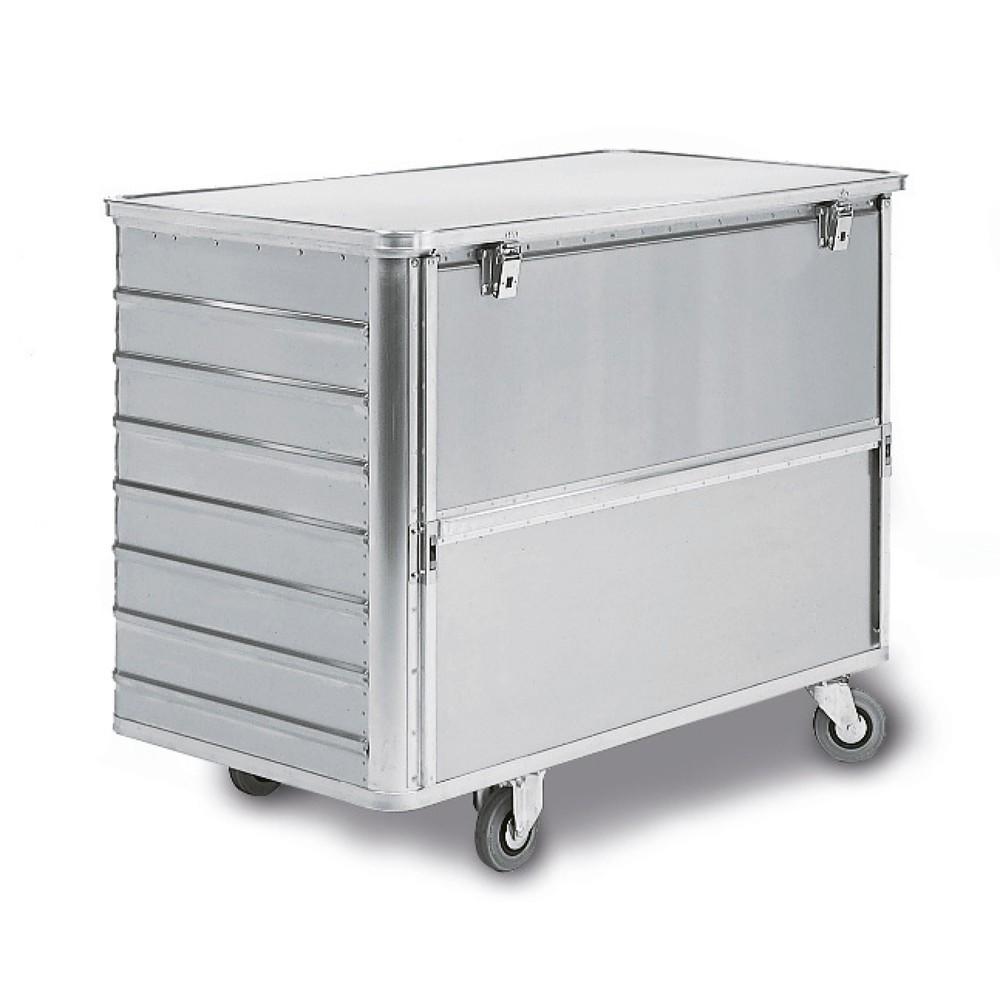 Productafbeelding nr. 1: Aluminium bakwagen met half neerlaatbare wand, 355 liter, met deksel