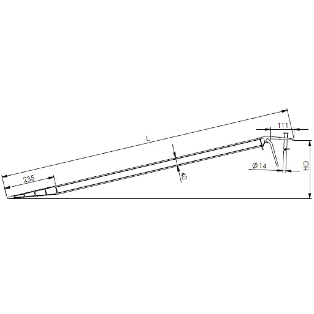 Productafbeelding nr. 12: Aluminium oprijplaat, slipvast, cap. 435 kg/stuk, bxl 200 x 1.500 mm