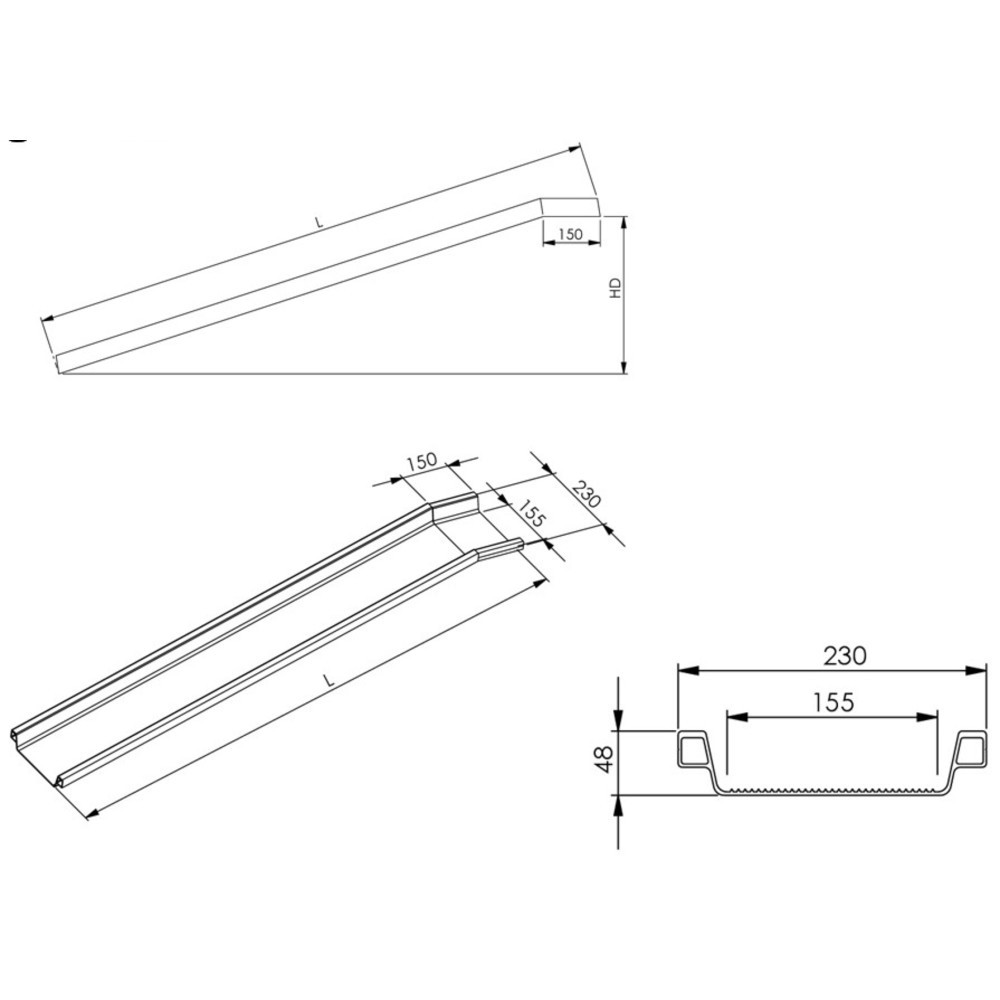 Productafbeelding nr. 5: Aluminium oprijplaten Universal, met beschermrand, cap. 600 kg/stuk, bxl 150 x 1.500 mm