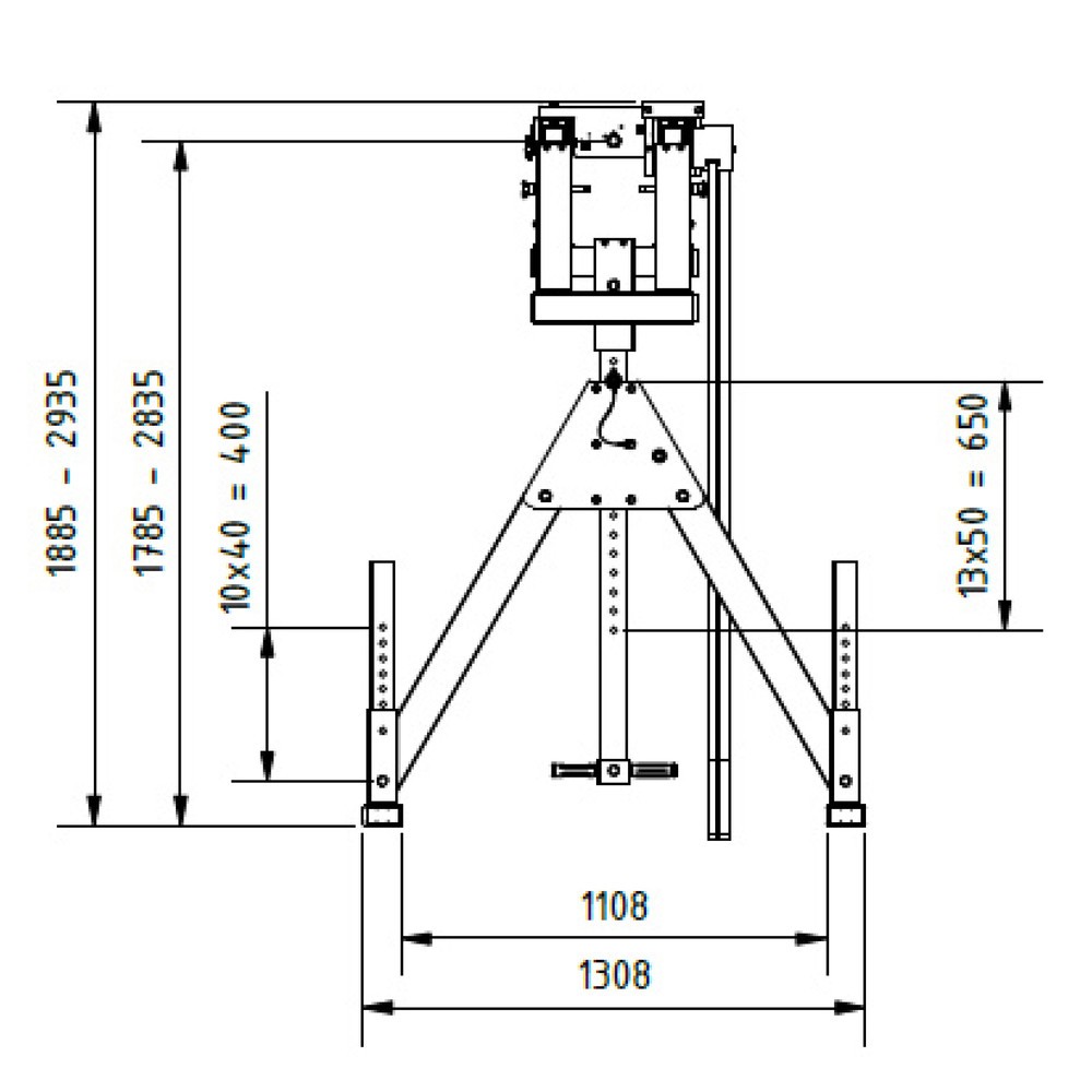 Productafbeelding nr. 7: SCHILLING aluminium portaalkraan met deelbare dubbele traverse, inhaakpunt 1.785-2.835 mm, lengte 4.000 mm, draagvermogen 1.000 kg