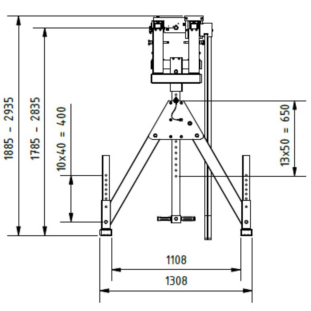 Productafbeelding nr. 7: SCHILLING aluminium portaalkraan met deelbare dubbele traverse, inhaakpunt 1.785-2.835 mm, lengte 4.000 mm, draagvermogen 1.500 kg