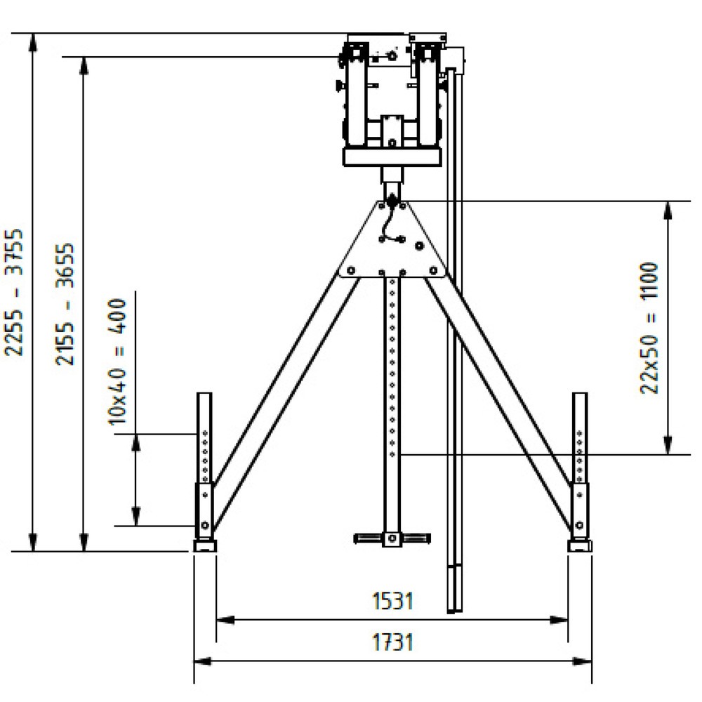 Productafbeelding nr. 7: SCHILLING aluminium portaalkraan met deelbare dubbele traverse, inhaakpunt 2.155-3.655 mm, lengte 4.000 mm, draagvermogen 1.500 kg