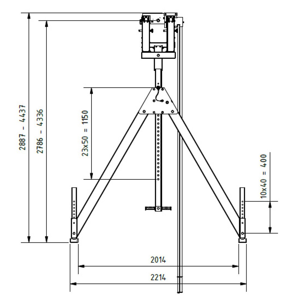 Productafbeelding nr. 7: SCHILLING aluminium portaalkraan met deelbare dubbele traverse, inhaakpunt 2.786-4.336 mm, lengte 4.000 mm, draagvermogen 2.000 kg