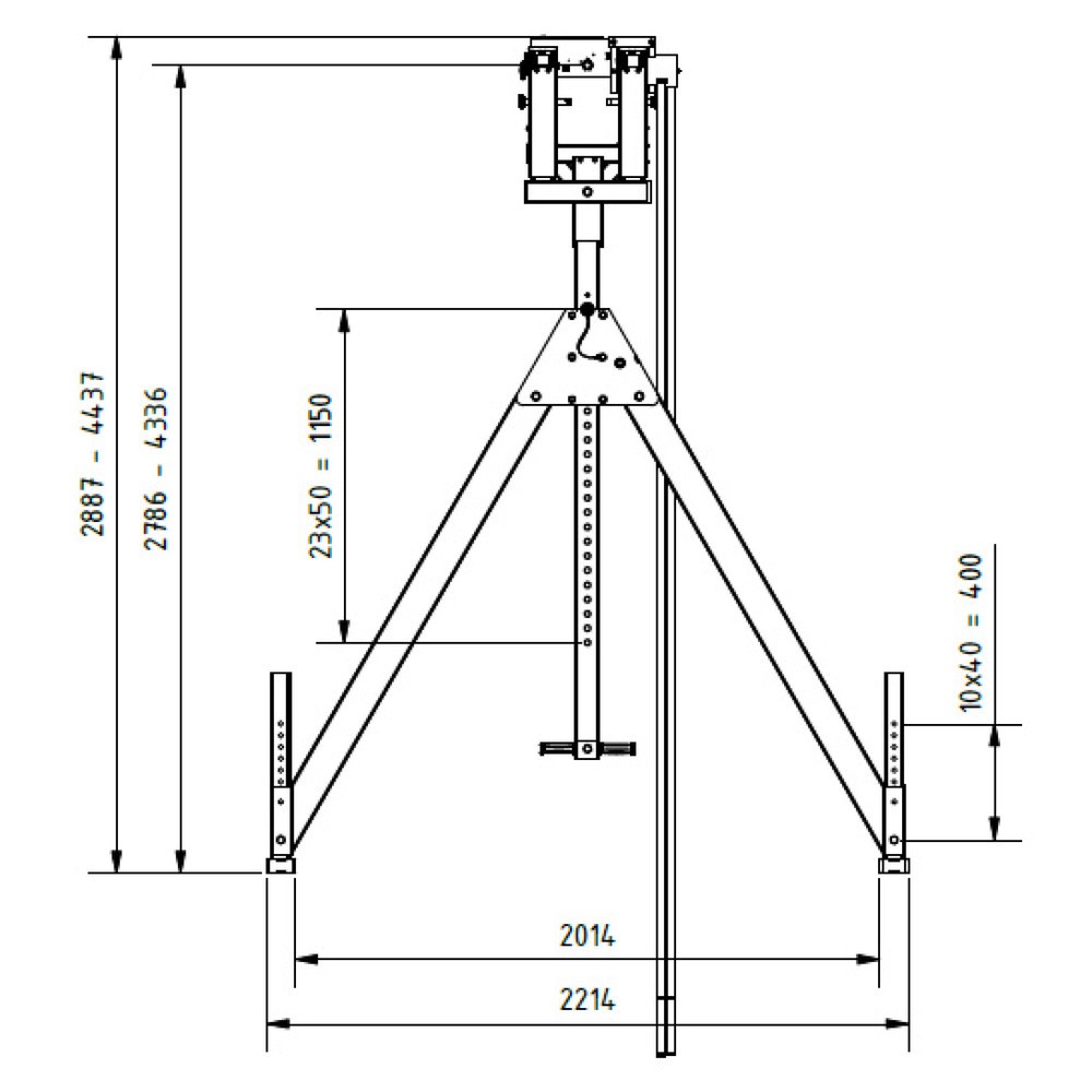 Productafbeelding nr. 7: SCHILLING aluminium portaalkraan met deelbare dubbele traverse, inhaakpunt 2.786-4.336 mm, lengte 4.000 mm, draagvermogen 3.000 kg