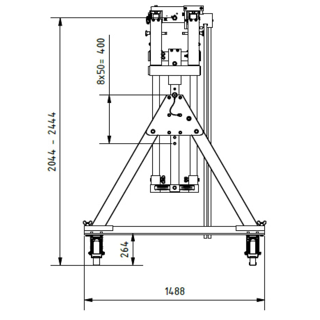Productafbeelding nr. 2: SCHILLING aluminium portaalkraan met deelbare dubbele traverse, verrijdbaar, inhaakpunt 2.044-2.444 mm, lengte 4.000 mm, draagvermogen 1.500 kg