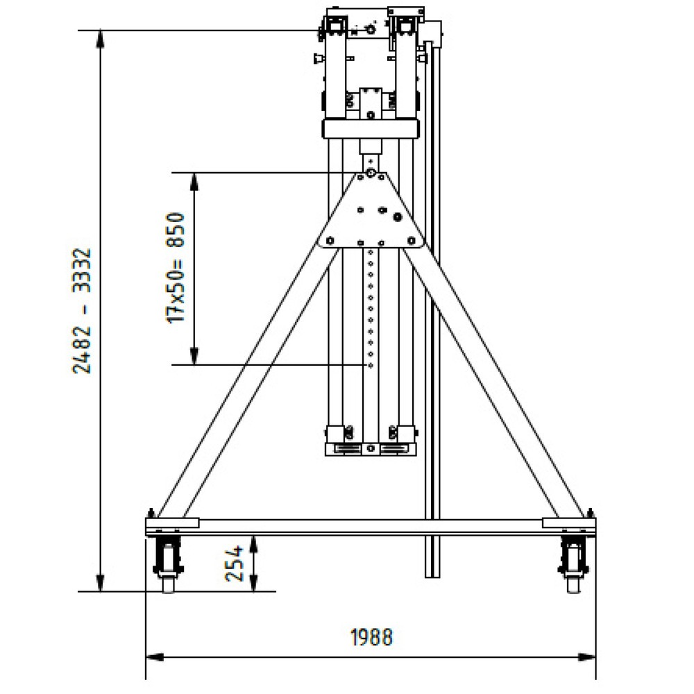 Productafbeelding nr. 8: SCHILLING aluminium portaalkraan met deelbare dubbele traverse, verrijdbaar, inhaakpunt 2.482-3.332 mm, lengte 4.000 mm, draagvermogen 1.000 kg