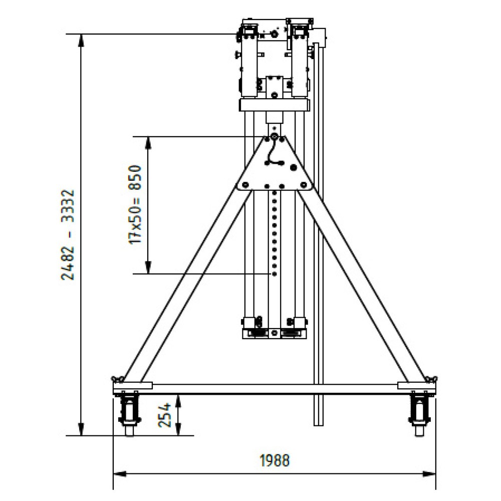 Productafbeelding nr. 8: SCHILLING aluminium portaalkraan met deelbare dubbele traverse, verrijdbaar, inhaakpunt 2.482-3.332 mm, lengte 4.000 mm, draagvermogen 1.500 kg