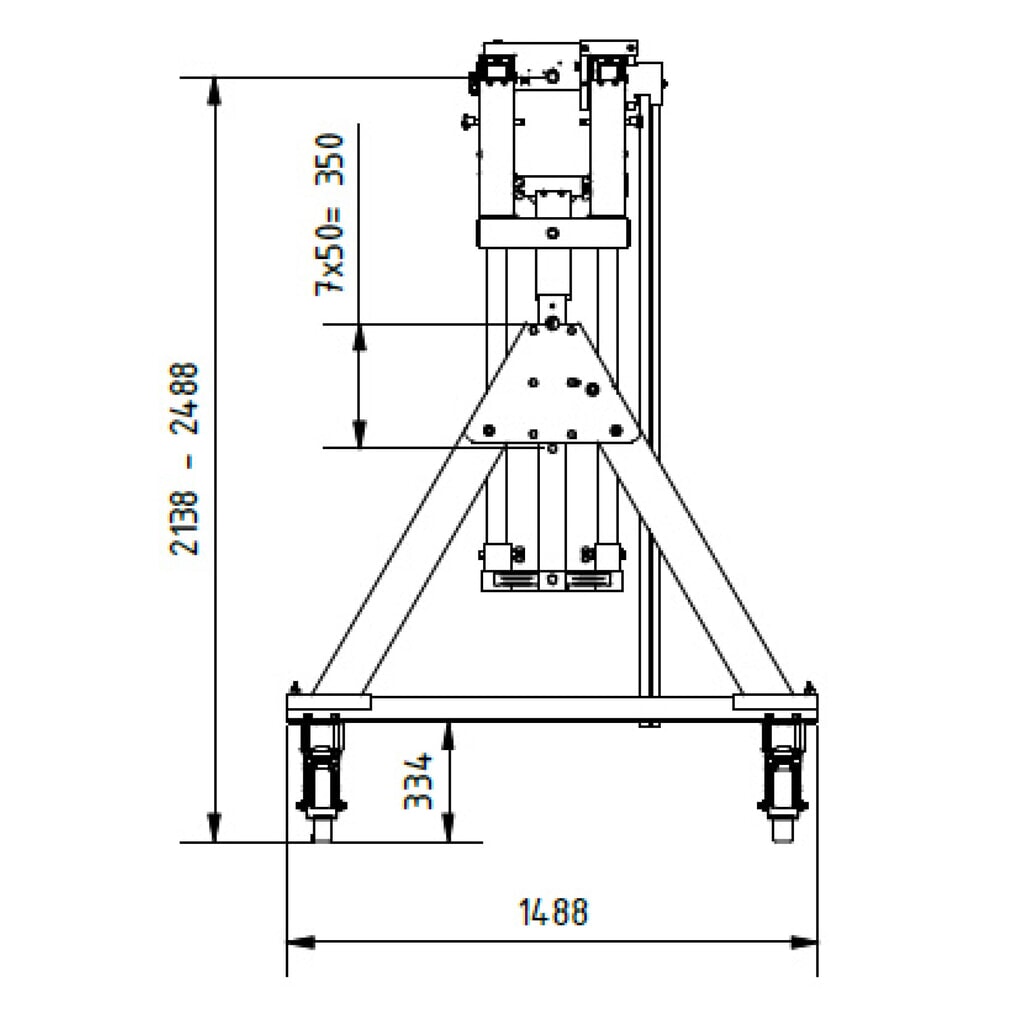SCHILLING aluminium portaalkraan met deelbare dubbele traverse, verrijdbaar, inhaakpunt 2.138-2.488 mm, lengte 4.000 mm, draagvermogen 3.000 kg Productafbeelding nr. 3: SCHILLING aluminium portaalkraan met deelbare dubbele traverse, verrijdbaar, inhaakpunt 2.138-2.488 mm, lengte 4.000 mm, draagvermogen 3.000 kg