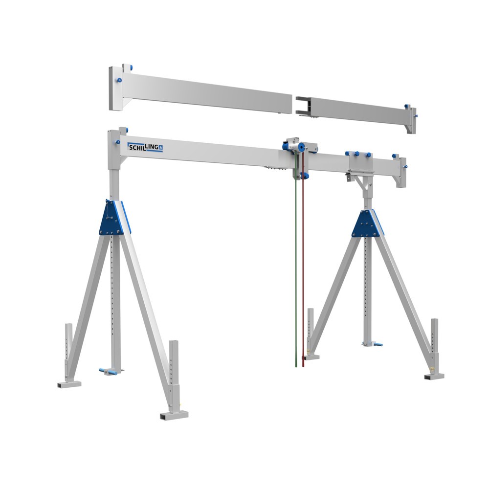 Product afbeelding: Aluminium portaalkraan met scheidbare drager, bevestigingspunt 2.310-4.010 mm, lengte 4.000 mm, laadcapaciteit 1.000 kg