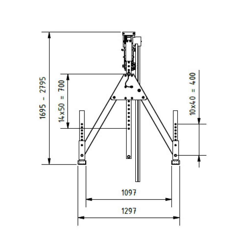 Productafbeelding nr. 4: Aluminium portaalkraan met scheidbare drager, bevestigingspunt 1.249-2.349 mm, lengte 4.000 mm, laadcapaciteit 1.000 kg