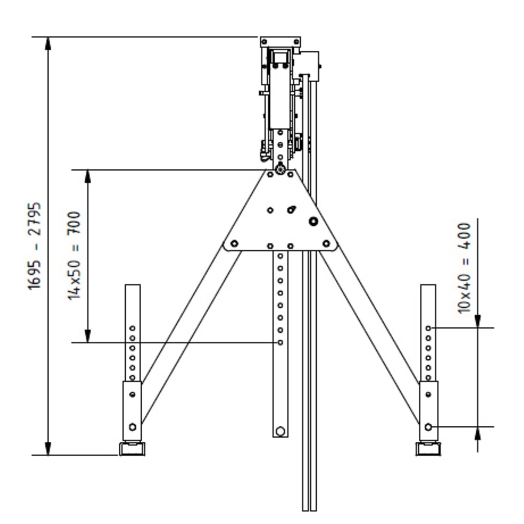 Aluminium portaalkraan met scheidbare drager, bevestigingspunt 1.259-2.359 mm, lengte 4.000 mm, laadcapaciteit 1.500 kg Productafbeelding nr. 3: Aluminium portaalkraan met scheidbare drager, bevestigingspunt 1.259-2.359 mm, lengte 4.000 mm, laadcapaciteit 1.500 kg