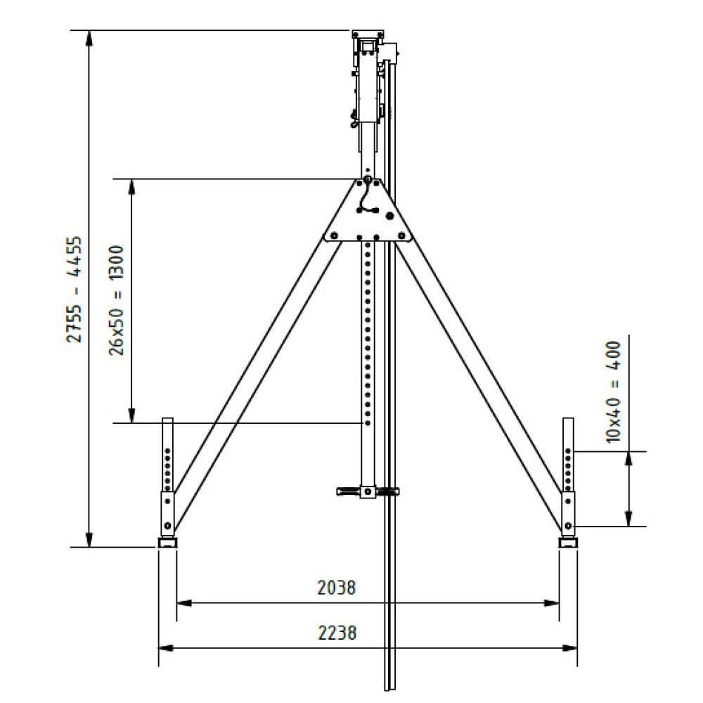 Productafbeelding nr. 4: Aluminium portaalkraan met scheidbare drager, bevestigingspunt 2.310-4.010 mm, lengte 4.000 mm, laadcapaciteit 1.000 kg
