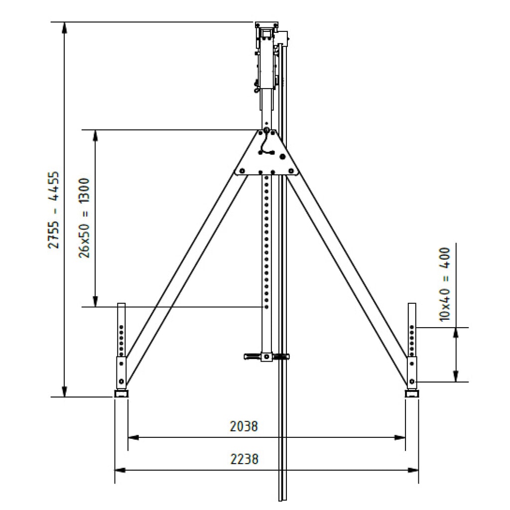 Productafbeelding nr. 3: Aluminium portaalkraan met scheidbare drager, bevestigingspunt 2.310-4.010 mm, lengte 4.000 mm, laadcapaciteit 1.000 kg