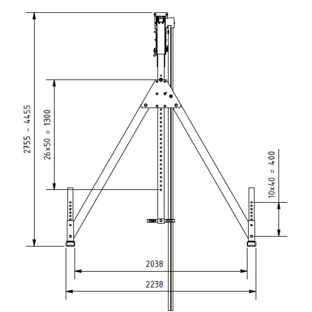 Productafbeelding nr. 4: Aluminium portaalkraan met scheidbare steun, bevestigingspunt 2.310-4.010 mm, lengte 4.000 mm, laadcapaciteit 1.500 kg
