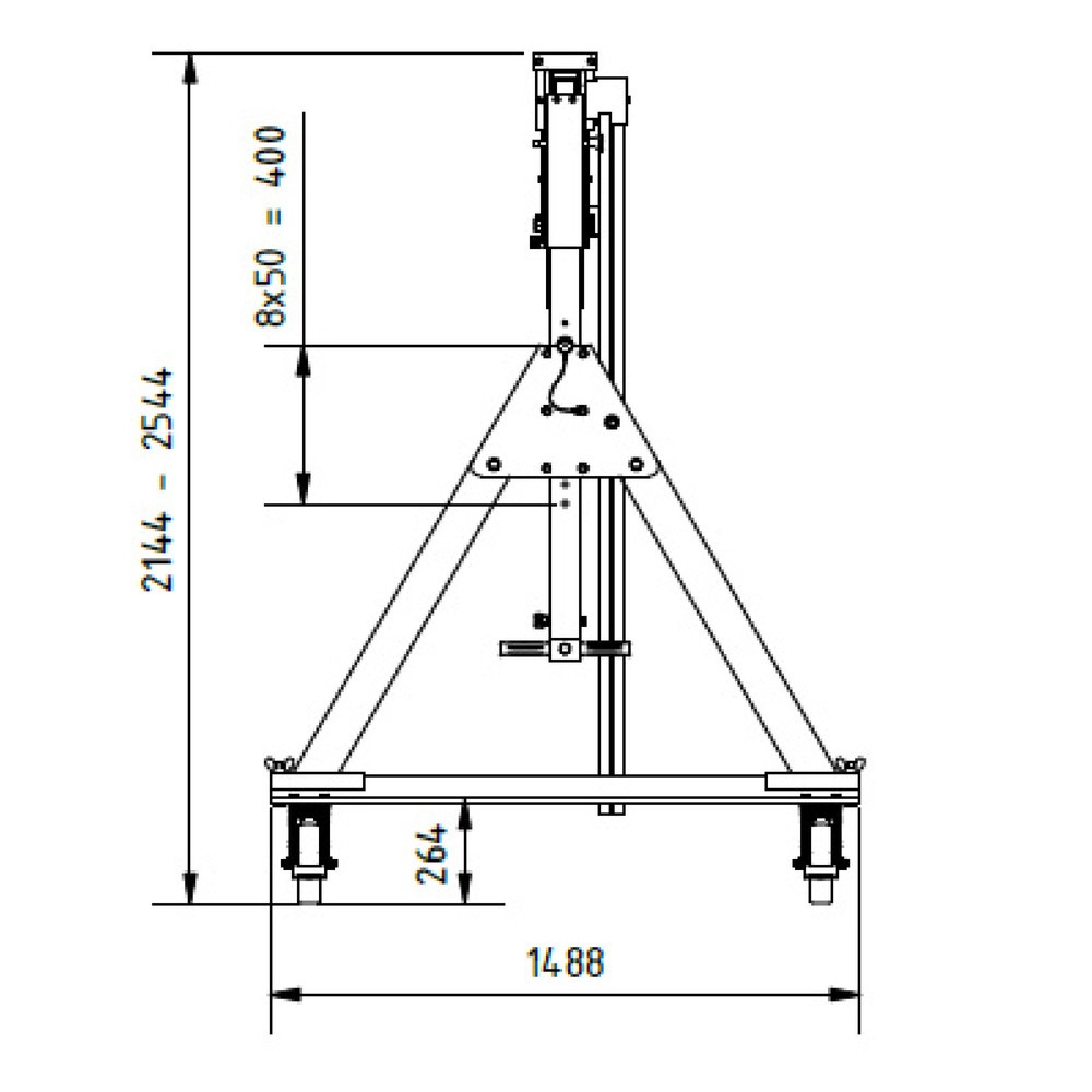 Productafbeelding nr. 4: Aluminium portaalkraan met scheidbare steun, beweegbaar, bevestigingspunt 1.699-2.099 mm, lengte 4.000 mm, laadcapaciteit 1.500 kg